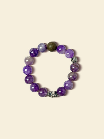 Zodiac Snake Amethyst Beaded Bracelet